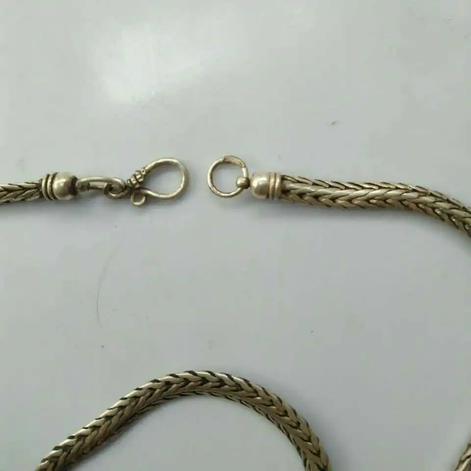 China Old national style Tibet Silver Carve Men/'s necklace Long chain necklace