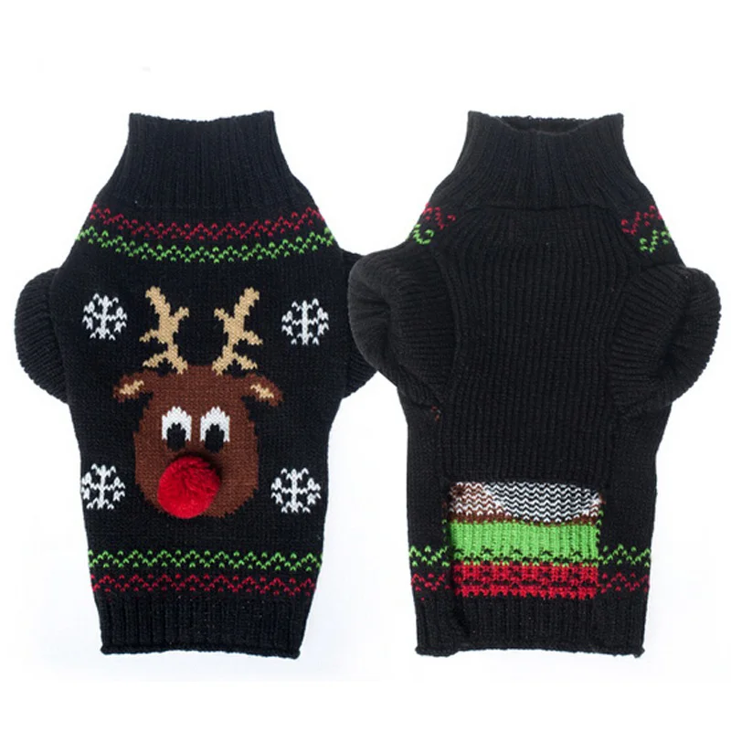 Собачий свитер одежда зимняя собака новогодний свитер пуловер Одежда для маленьких больших собак вязание крючком ткань джерси Perro
