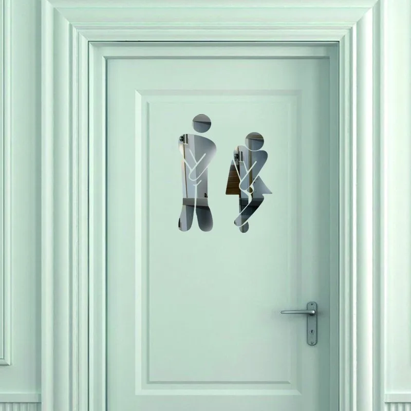3D Acrylic Stereo Mirror Wall Toilet Bathroom Men and Women Logo Decoration door Sticker DIY Creative Public WC Boy Girl Logo (1)