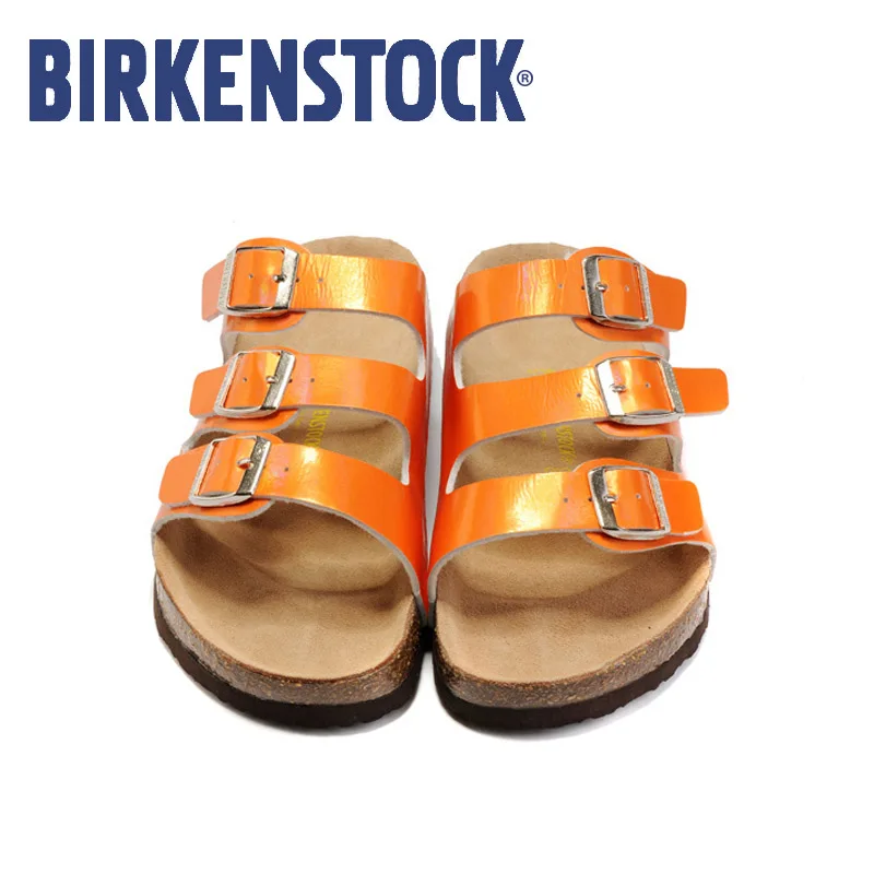 

Birkenstock Sandals men women summer Beach Slippers Birkenstock Florida Leather Flip Flop Sandalias play hombre mujer EU36-45