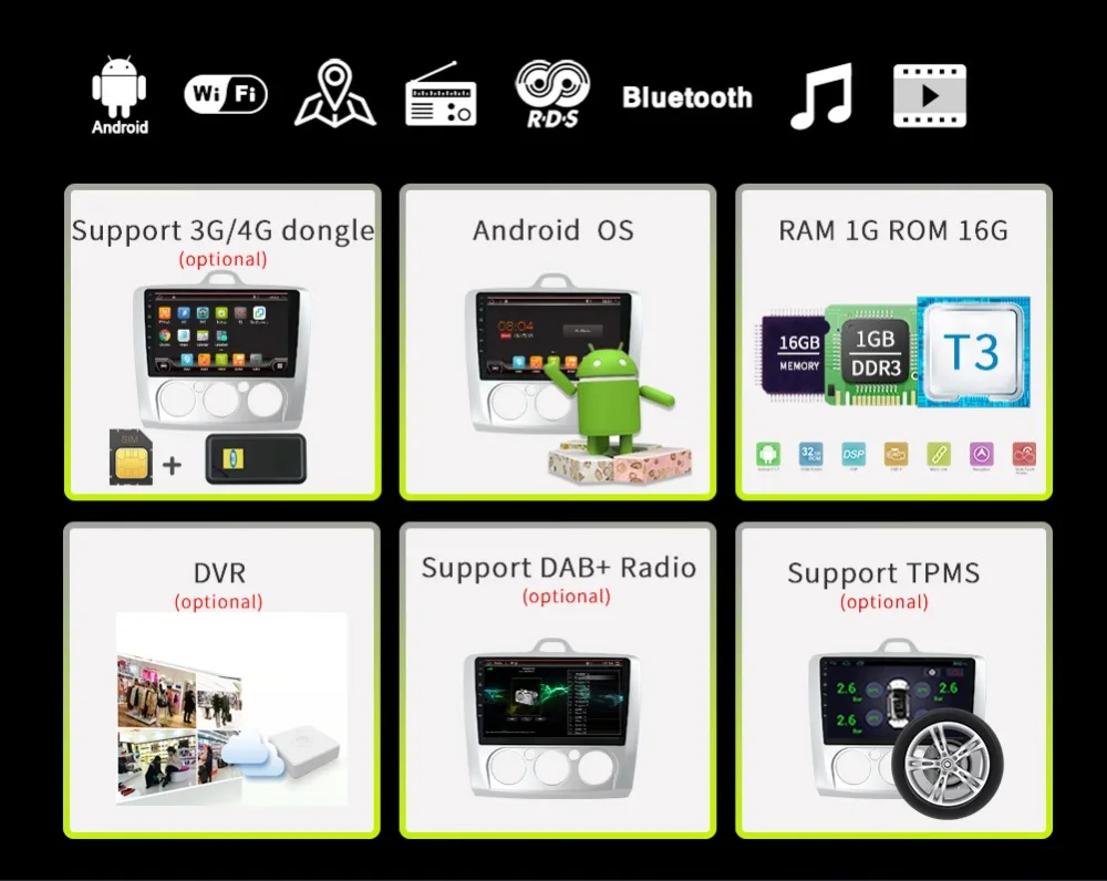 Excellent Bosion Car Multimedia 2din Video Player Navigation GPS Android For ford focus 2 3 Mk2/Mk3 head unit Rear View Camera 4