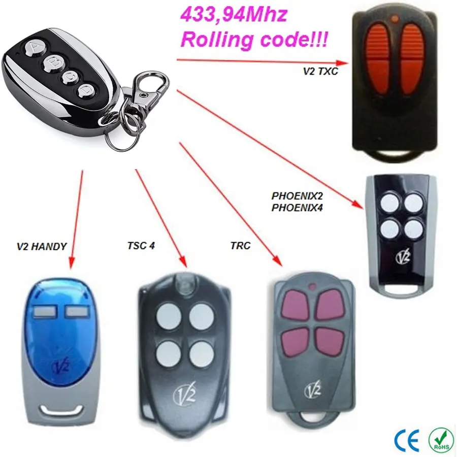 V2 TXC2, TXC4 Universal Remote Control Duplicator Command Electric Gate