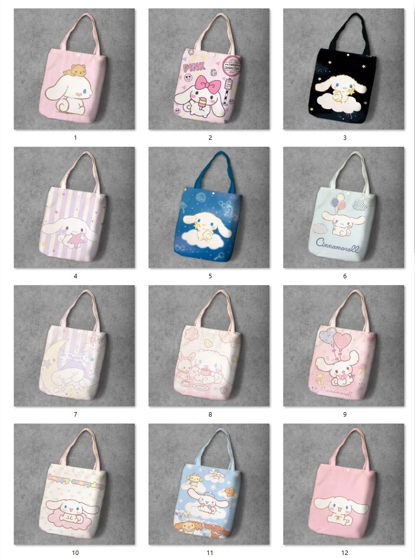 

Cinnamoroll Cartoon Student Printed Recycle Canvas Shopping Bag Large Capacity Customize Tote Fashion Lady Casual Shoulder Bags