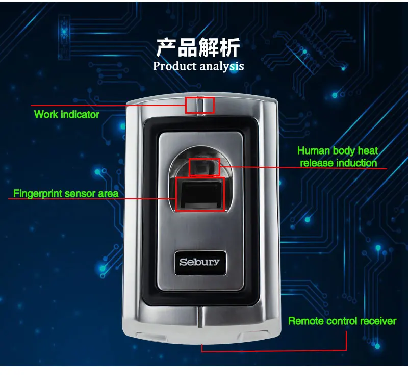 Автономный RFID металлический сканер отпечатков пальцев с 125 кГц ключ-карта контроля доступа с водонепроницаемым защитным покрытием