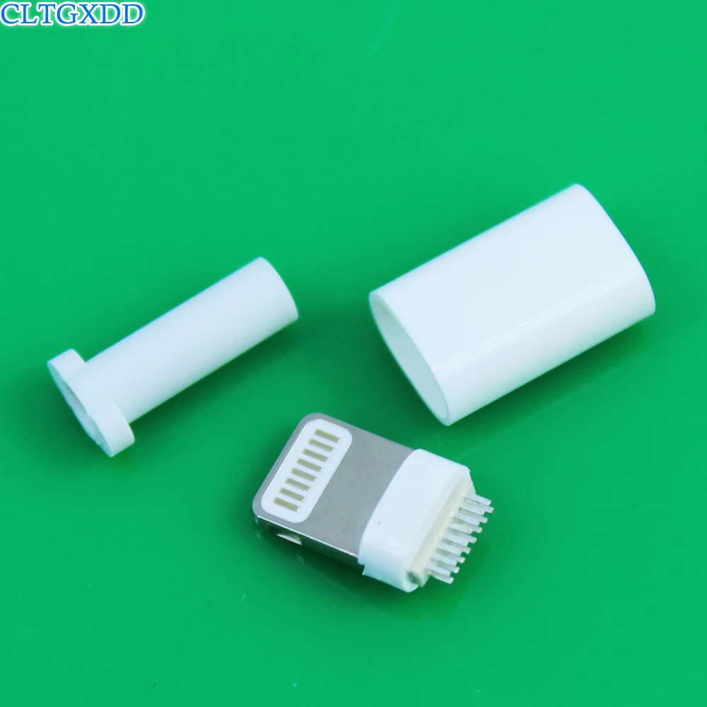 

cltgxdd USB Tail Charging Socket 3 in 1 White Micro USB 8PIN Welding Type Male Plug Connector Charger