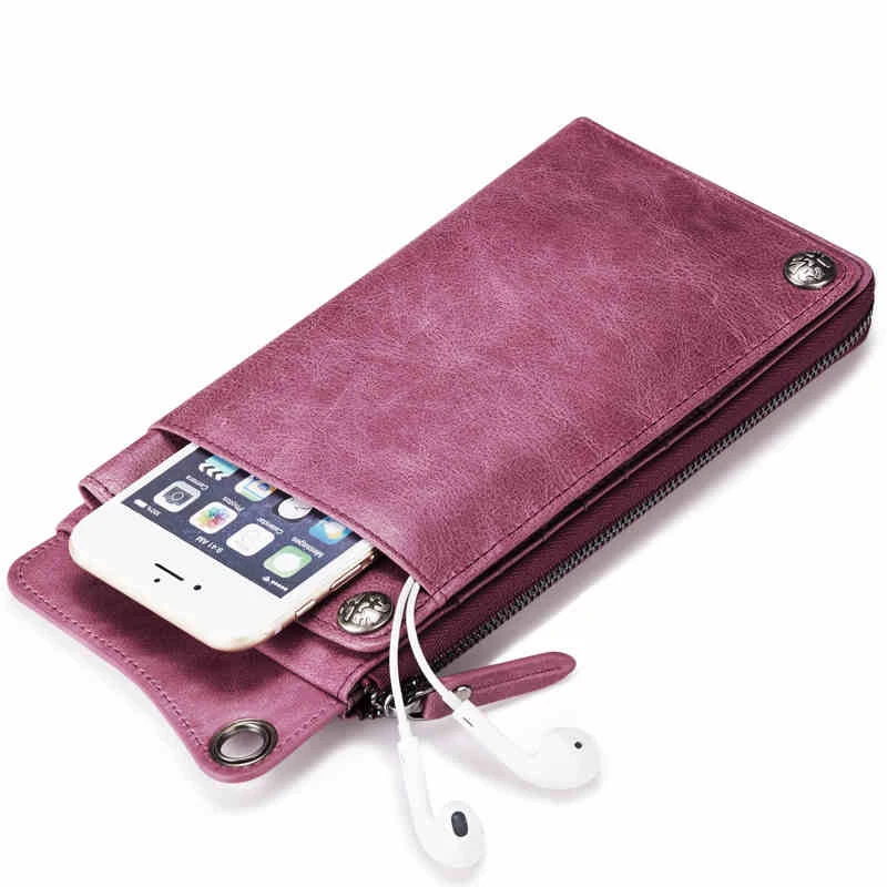 Wallets Women Genuine Leather Wallet Brand Women Purse Long Card Holder Coin Purse Ladies Large ...