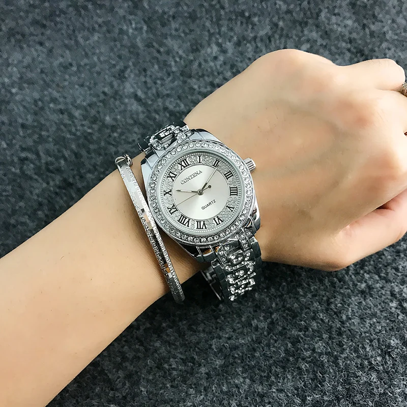 CONTENA браслет Для женщин часы из розового золота Для женщин наручные часы женские наручные часы со стразами женские часы Reloj Mujer