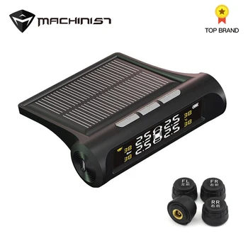 

Solar TPMS Tire Pressure Alarm Monitor System Wireless 4 External Sensor Car Temperature Solar Power T06N T06W