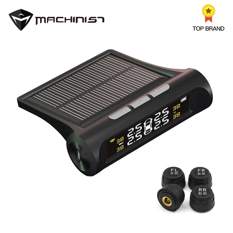 Солнечная TPMS система контроля давления в шинах Беспроводная 4 внешних датчика