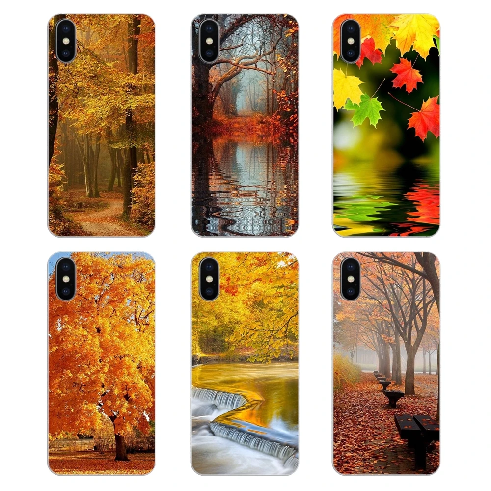 Для iPhone XS Max XR X 4 4S 5 5S 5C SE 6 6S 7 8 Plus Samsung Galaxy J1 J3 J5 J7 A3 A5 красивый Осенний силиконовый