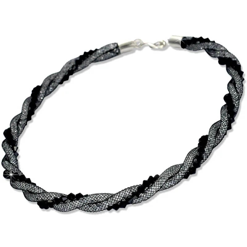

Miasol Multilayers Strands Twisted Crystal Mesh Chain Statement Necklace For Women Gifts