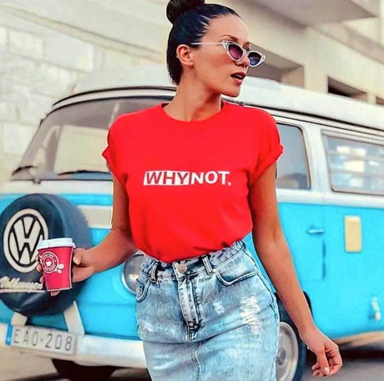 

Fashion Letter Print Girl Tops Why Not Print Summer Tops Women Casual Loose T-shirt O-Neck Short-sleeved Tees
