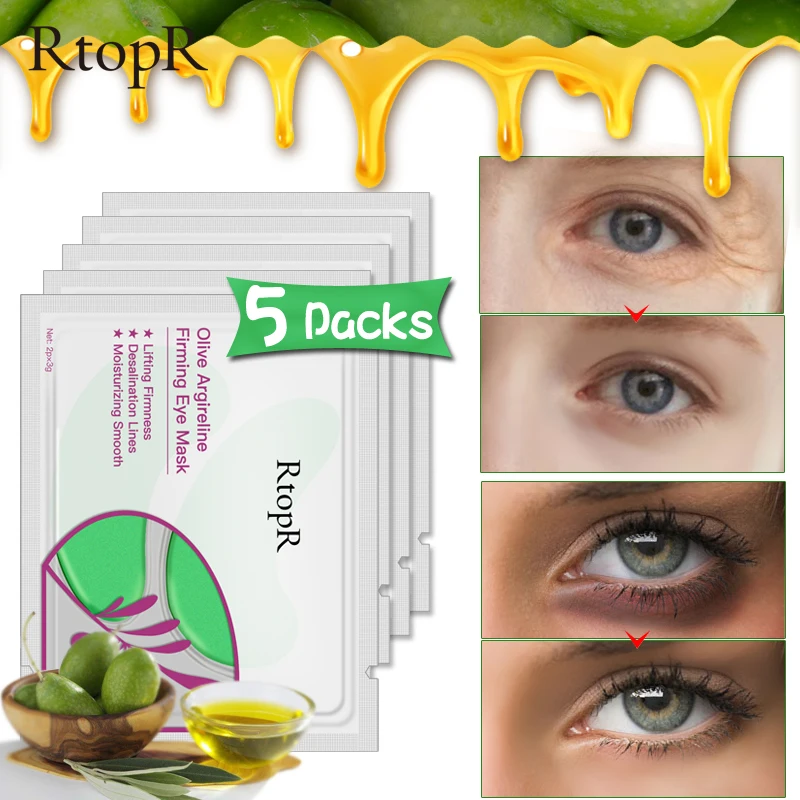

5pair Olive Argireline Firming Eye Mask Moisturizing Smooth Lifting Firmness Eye Serum Dark Circles Fine Lines Green Eye Patches