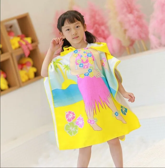 Baby Hooded Bath Towel Poncho Children Kids Bathrobe Towels Bath Robe Quick Dry Absorbent Microfiber Travel Sports Beach Towel