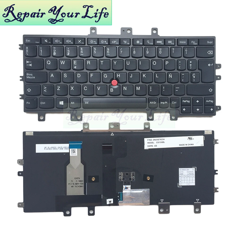

Spanish Laptop Keyboard For Lenovo Thinkpad Helix 2 20CH 20GH Gen 2 SP layout original new with red pointing SN20E75234 CS13XBL