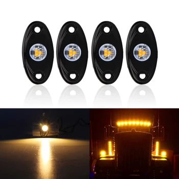 

4x Yellow Led Rock Light Kits For Interior Exterior Underbody Glow Offroad Trunk For Jeep ATV SUV 4x4 Boat Motorcycle Car