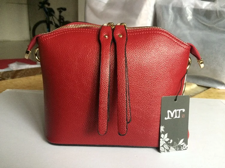 MJ Bag Ladies Genuine Leather Messenger Bag Female Real Leather Cowhide Shell Bags Womens Crossbody Shoulder Bags Solid Small