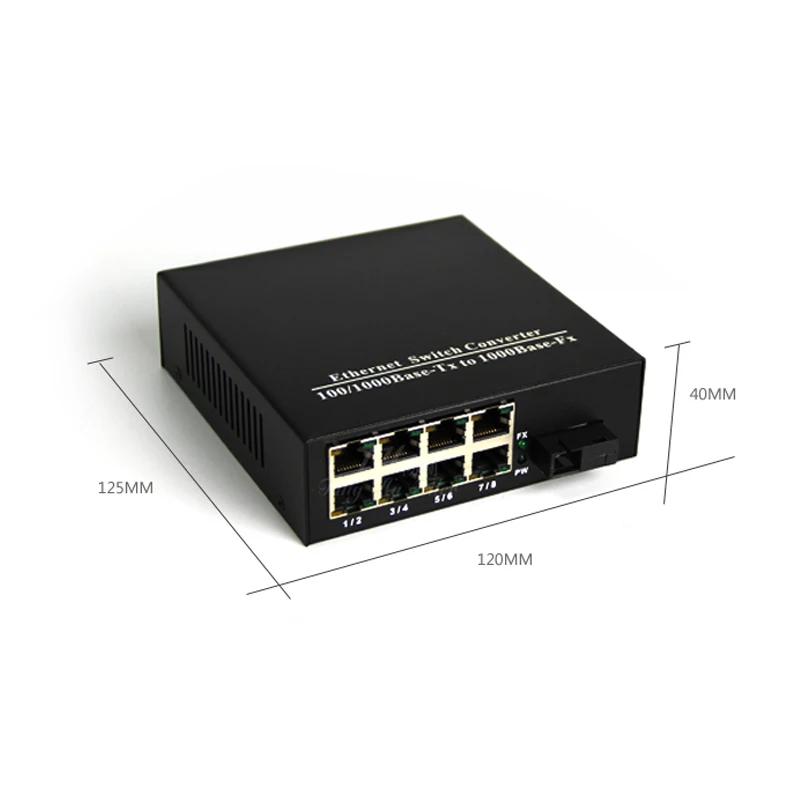 1 sc интерфейс и 8 портов RJ45 Ethernet swltch конвертер htb-3100ab 1000 м один Волокно 20 км Оптическое волокно получатель 1 пара