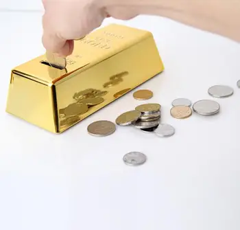 

100PCS ABS Plastic Piggy Bank Gold Bullion Brick Coin Box Case Saving Money Box for Kids Children Birthday Gifts Home Decor