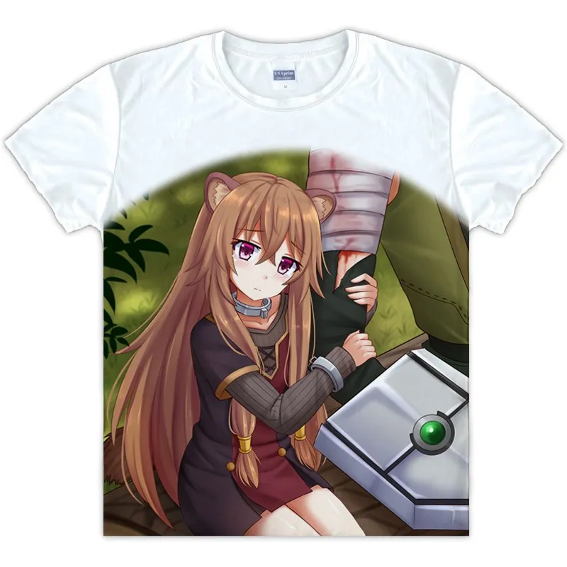 Футболка с рисунком героев аниме The Rising of the Shield Hero Raphtalia одежда коротким рукавом