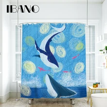 IBANO Whale Oil Painting Shower Curtain Waterproof Polyester Fabric Bath Curtain For The Bathroom With 12 pcs Plastic Hooks girl oil painting fabric bathroom shower curtain