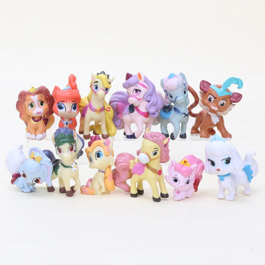 

4-6cm 12pcs/set Cartoon Cute Princess Palace Animal Snow White's Puppy PVC Figure Collection Toy