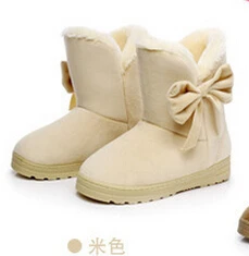 Четыре цвета женская обувь замшевые рукавом Лук Симпатичные Зимние сапоги теплые зимние ботинки США Размеры 4,5–8 A268 - Цвет: Бежевый
