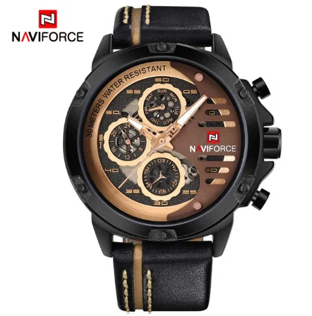 Для Мужчин's Элитный бренд часы NAVIFORCE 24 часовой дата Кожа Кварцевые мужчин