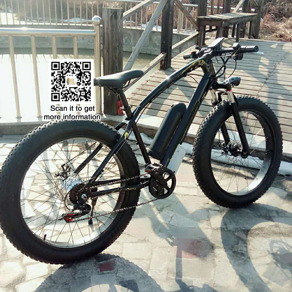 Cheap free slow shipping Mountain EBike Road Electric Bicycle 48V 500W 26*4.0 fat tire, snow bike panasonic battery 7