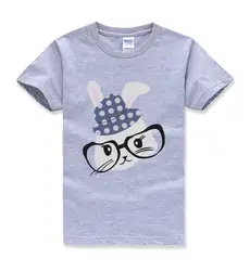 Kawaii принтом кролика футболка Дети с коротким рукавом Марка HOMME Футболки 2018 лето новый стиль высокого качества футболки Одежда для мальчиков