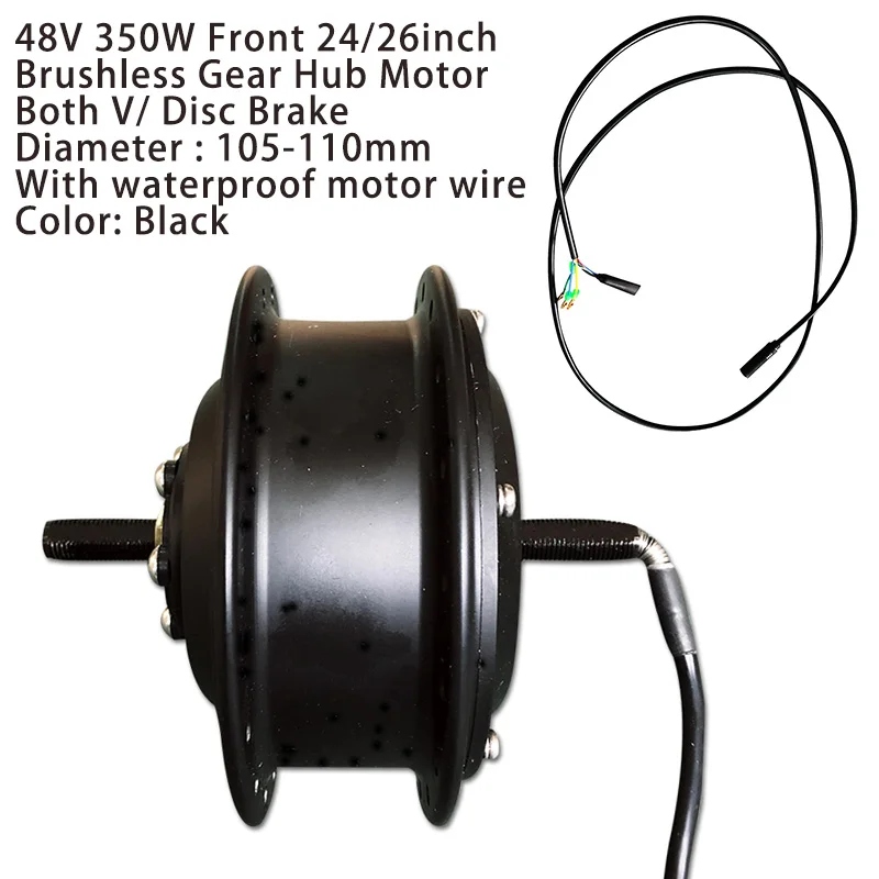 Новинка, 48 В, 350 Вт, 250 Вт, бесщеточный мотор-концентратор для электрического велосипеда, комплект, передний, задний дорожный велосипед, MTB велосипед, высокоскоростной, водонепроницаемый, мощный двигатель - Цвет: 48V350W Front 2426