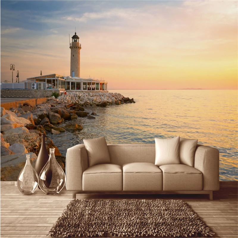 Custom Photo Wallpaper 3D Stereo Embossed Wallpaper Sunset