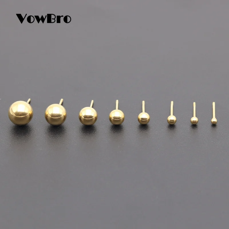 Серьги гвоздики VowBro из хирургической стали серебристого цвета черные золотистые