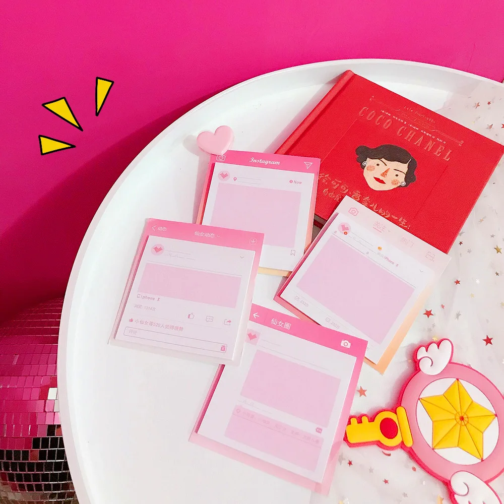 

Unikiwi Ins Pink Love Heart Self-Adhesive Memo Pad Sticky Notes Bookmark School Office Supply.G-0021