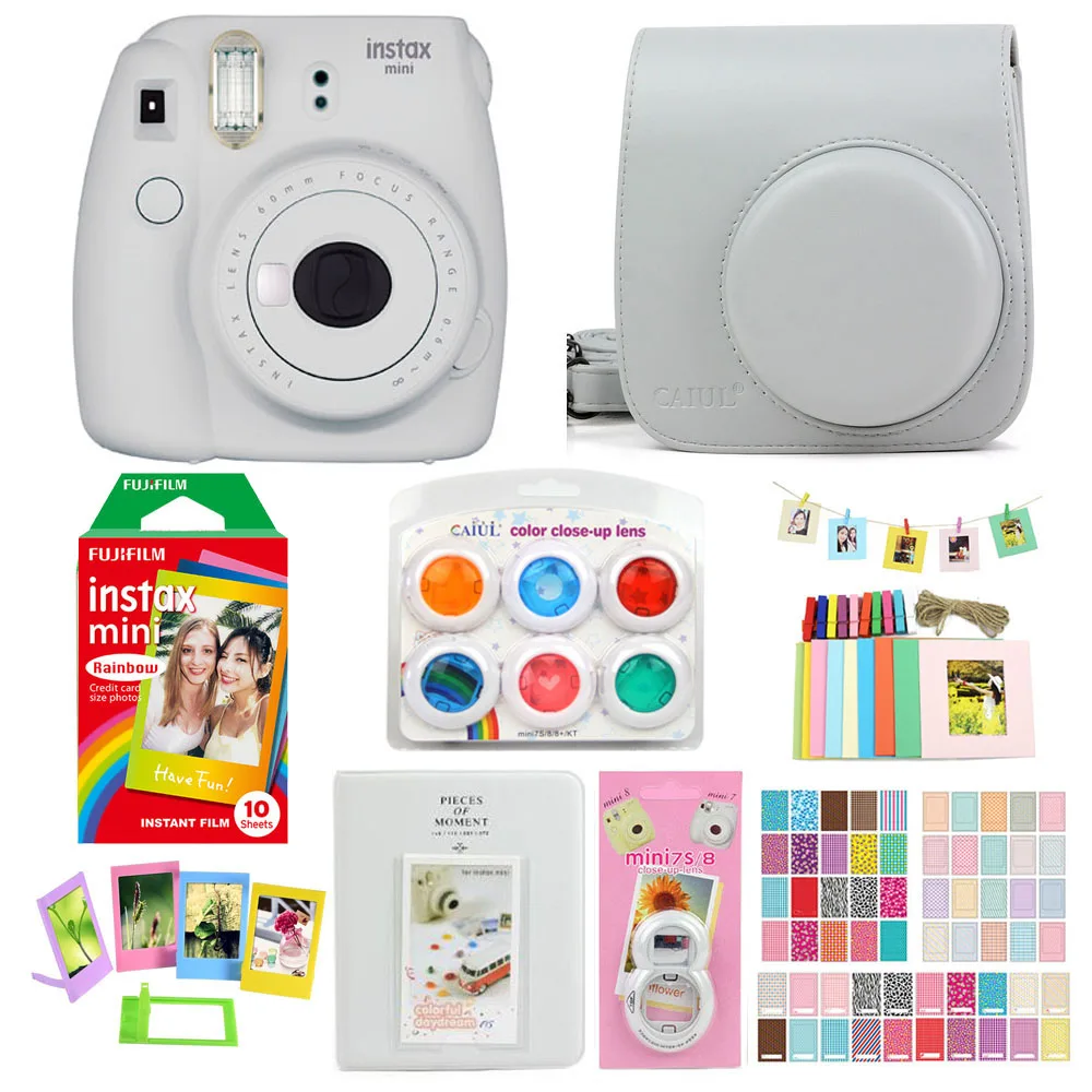 Fujifilm Instax Mini 9 Instant Printing Camera with Film Photo Paper Camera Protection Case Bag Accessories Bundle Gift Wedding - Цвет: E