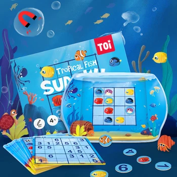 Baby's Sudoku Logic Thinking Puzzle Fun Board Game Magnetic Tropical Fish Sudoku Children Jiugongge Toys for kids gifts celebrity sudoku