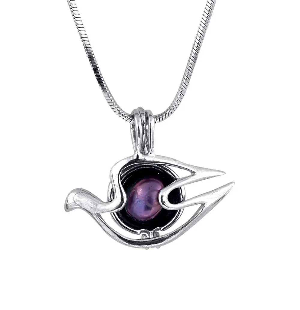 Us 70 20 Offsimple Design Cage Pendant Silver Plated Flying Bird Dove Symbol Peace Wish Pearl Animals Charms P7 In Pendants From Jewelry