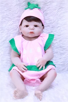 

22" Lifelike soft silicone reborn dolls Real bebe girl baby reborn dolls children gift bonecas brinquedos