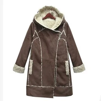 

Winter Jacket Women Thick Lamb Wool Suede Coats Woolen European Style Winter Coat Women Hooded Warm Parkas Jackets Female C2622