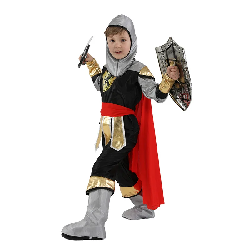 Boys Medieval Knight Costume for Kids - European Royal Prince Warrior Cosplay Dress-Up for Halloween Carnival and Fancy Parties image 3