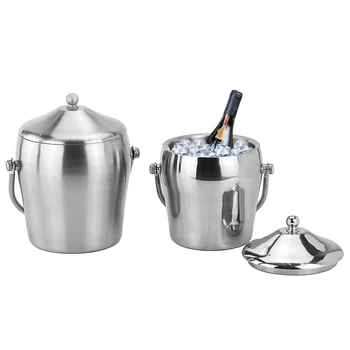 

Stainless Steel ices Bucket Double Layer Cool for Champagne Wine Wedding Party 66CY