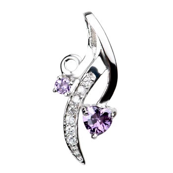 

925 Sterling Silver Lovely Charming Cute White & Purple Crystal Necklaces Pendants Jewelry Gift For Women GND0290