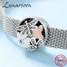 Весенние 925 Серебряные бусинки в виде насекомых и цветов с круглым зажимом для изготовления ювелирных изделий, подходят к оригинальному отраженному браслету с зажимом