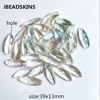 

New arrival! (Choose color) 39x13mm 300pcs/lot Built-in glitter clear faceted drop charm beads for Necklace Jewelry