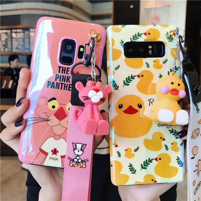 

Sam S9 plus Cute pink panther Cartoon Case, duck monsters Soft back phone Cover for Samsung Galaxy S8 plus S9 Note 9 note8 3pcs