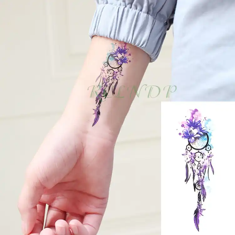 Waterproof Temporary Tattoo Sticker Dreamcatcher Fake Tatto Flash Tatoo Tatouage Wrist Foot Hand Arm For Girl Women Men Temporary Tattoos Aliexpress