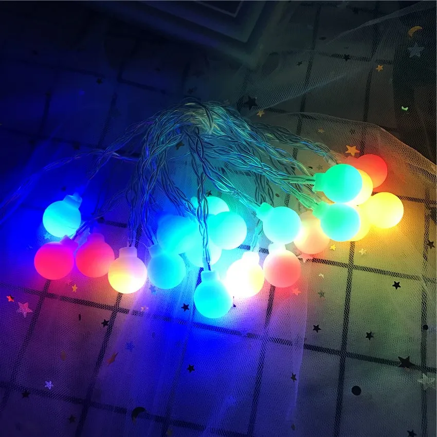 1,5 м/3M светодиодный шар гирлянда струнный светильник AA на батарейках водонепроницаемый светодиодный Сказочный светильник s для рождественской елки, украшения для свадебной вечеринки - Цвет: Colorful