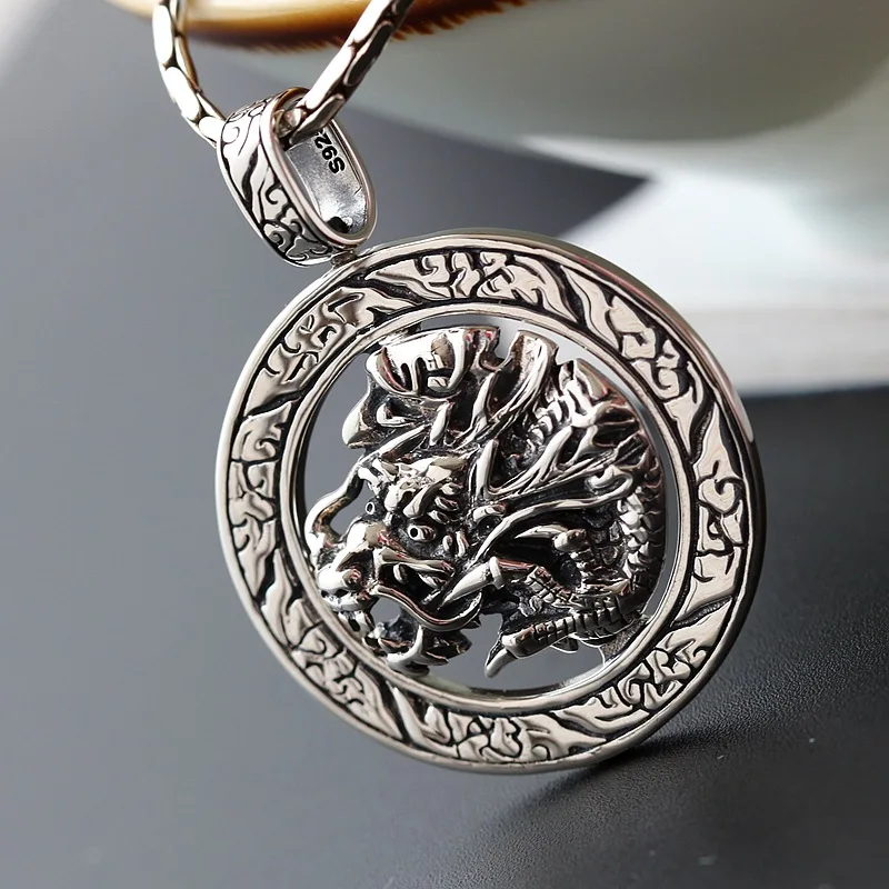 

BOCAI New Real s925 Silver Handmade Dragon Head Domineering 2021 Trendy Man Pendant Retro Personality Dragon Jewelry