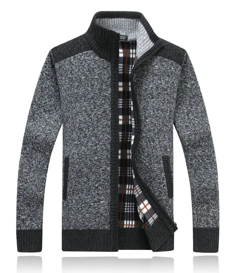 Осень зима толстый теплый вязаный свитер мужской повседневный однотонный кардиган мужской модный мужской свитер