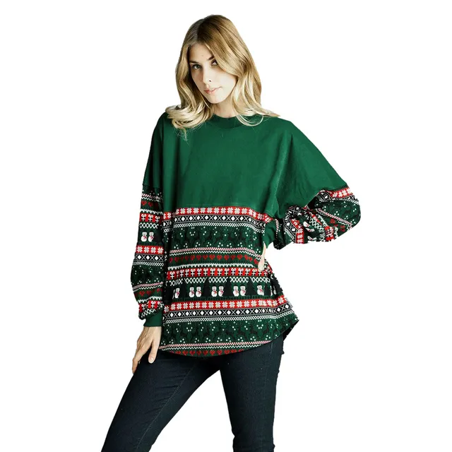 women merry christmas long sleeve loose tops blouse shirts hoodies christmas blouses plus size